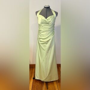 Lime Green Halter Top Formal Dress by David’s Bridal. Size 10.